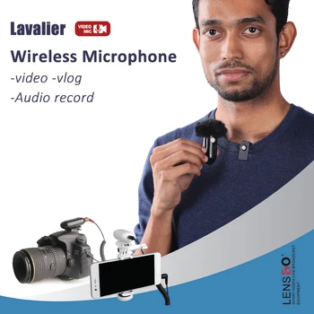 Lensgo LWM-318C Mikrofón Bezdrôtový Lavalier Klope Video Condensador Microfone Mic pre Smartphone Fotoaparáty DSLR Gimbal Vlog Audio