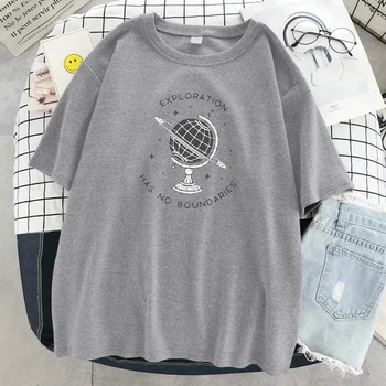 Prieskum nemá žiadne hranice Dámske Oblečenie Letné Mäkké T-Shirt Voľné Priedušná T-Shirt Jednoduchosť Nadrozmerné Tričko dámske