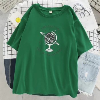 Prieskum nemá žiadne hranice Dámske Oblečenie Letné Mäkké T-Shirt Voľné Priedušná T-Shirt Jednoduchosť Nadrozmerné Tričko dámske