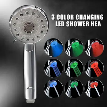 Nastaviteľné 3 Režim 3 Farebné LED Sprcha Vedúci Svetlo Teploty Snímač RGB Vaňa Zadažďovač, Kúpeľňa so sprchovým Kútom Hlavu