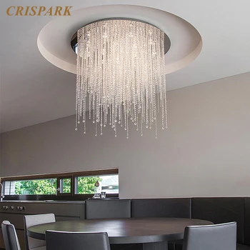 Moderný Minimalistický Jasné, Crystal String Luster Svetlo LED Kolo Flush Mount Lampa Domov Deco Jedálenský Stôl Kuchyňa Spálňa Ostrov