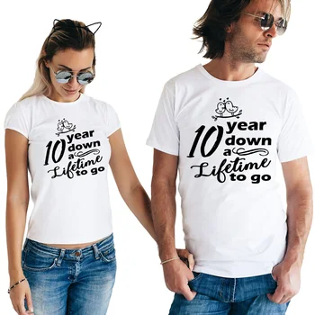 Bežné Zodpovedajúce Pár Tričko Pár T-Shirt 10 Rokov Po Živote Ísť Pár T-Shirt 10 Rokov Výročie Špeciálne