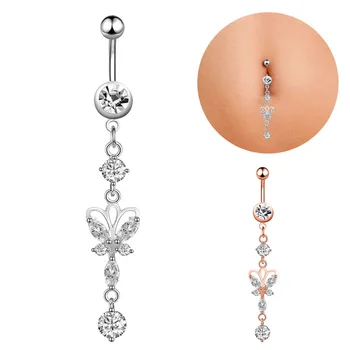 1Pcs Módy Sexy Visiace Pupok Brucho Tlačidlo Krúžky Crystal Kvet Drahokamu Piercing Šperky z Nerezovej Ocele Príslušenstvo