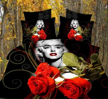 Marilyn monroe posteľná bielizeň nastaviť 3D Rose prehoz cez posteľ posteľ list perinu kráľovná veľkosť full double marylin ruže oddelenie obchod lacné