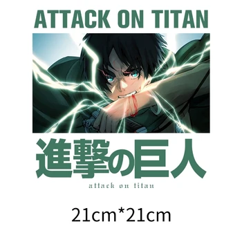3D DIY Anime Útok na Titan Levi Ackermana Nálepky Veľké Škvrny T-shirt Šaty, Sveter Tepelného Prenosu Tepla Vinylové Nálepky