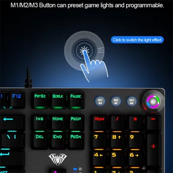 AULA F2088 Mechanical Gaming Keyboard 104 klávesov Káblové HybridBacklit LED Anti-tieňov Klávesnice 104 Plochu Pre Hráčov Notebook#g3