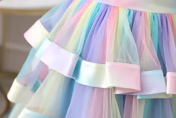 Baby Dievčatá Letné Šaty Tortu Tutu Rainbow Elegantné Princezná Dievčatá Strana Svadobné Šaty Deti Deti Prijímanie Výkon Kostým