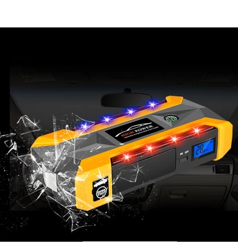20000mAh Auto Skok Starter Power Bank Prenosné autobatérie Booster Nabíjačku PowerBank s LCD Displeja LED Baterka Bezpečnosti Kladivo