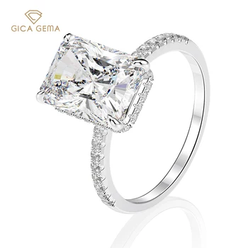 GICA GEMA 925 Sterling Silver Emerald Rez Vytvorený Moissanite Diamond Snubné Prstene pre Ženy, Luxusné Návrh Zásnubný Prsteň