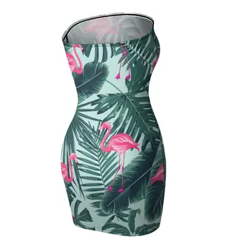 Flamingo Trubice Šaty Polyester Dievča Bodycon Jar Lacné Štýlové Vzor Jedného Kusu