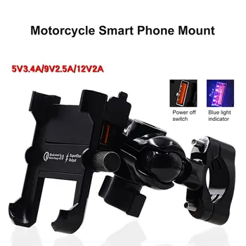 Vodotesné Kovové Motocykel Smart Phone Mount s QC 3.0 USB Rýchlu Nabíjačku Motorke Zrkadlo Riadidlá Stojan, Držiak LESHP