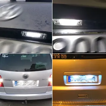 2 ks 12V LED Auto Licenčné Číslo Doska Svetlo Lampy Žiadna Chyba Na VW Touran Caddy Golf Jetta MK5 T5 Passat Cimousint ŠKODA Superb