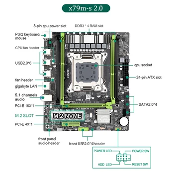 X79 M-S doske LGA2011 E5 2620 CPU Nastaviť M-ATX kombá M. 2 SSD Slot Doske a procesoru