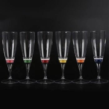 6 Nastavenie LED Svetlo Víno Flauta rozsvieti Kvapaliny Aktivovaný Šampanské Poháre na Svadbu Nové YearParty Flauta Multicolor