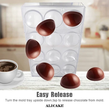 3D Polykarbonátu Čokoláda Formy Loptu Oblasti Tvar Forme Plastové Čokoláda Plesne Transparentný Zásobník Na Pečiva, Pečenie Pečiva Nástroje
