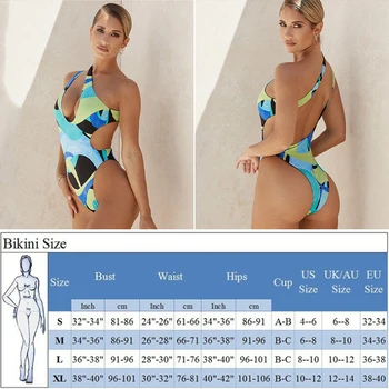 Sexy Jednodielne Plavky 2021 Ženy Plavky Tlač Jedného Pleca Kombinézu Push Up Monokiny Brazílske Plavky Letné Plážové Oblečenie