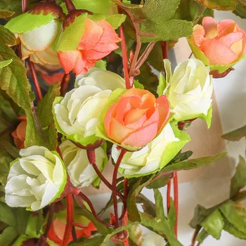 220 cm Rose Umelého Hodvábu Kvetov Jesenné Dekorácie Plastové Dlhé Viniča Garland Falošné Kvet Vianoce Domov Kúpeľňa Balkón Dekor