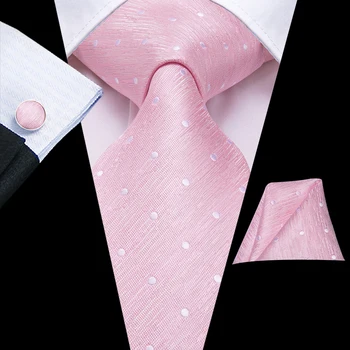 Hi-Tie Peach Pink Pevné Paisley Hodváb Pánske Svadobné Kravata Business Strana Formálne Luxusné Gravatas Hanky Cufflink Dropshipping