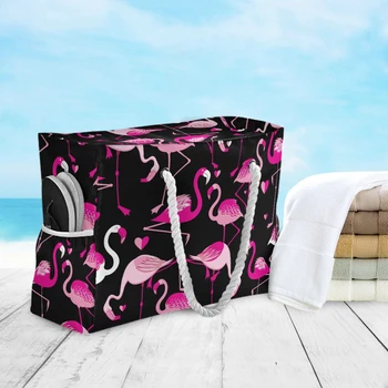 Móda Ženy Kabelka Letné Beach Bag Veľkú Kapacitu Kapsičky Ženy Flamingo Tlač Taška Cez Rameno Bohemia Nové 2021