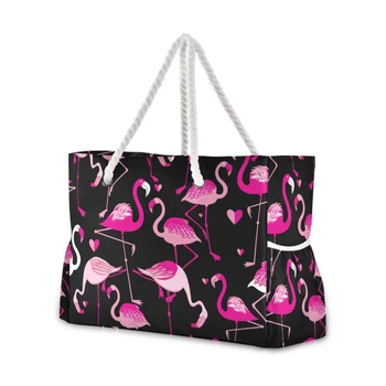 Móda Ženy Kabelka Letné Beach Bag Veľkú Kapacitu Kapsičky Ženy Flamingo Tlač Taška Cez Rameno Bohemia Nové 2021
