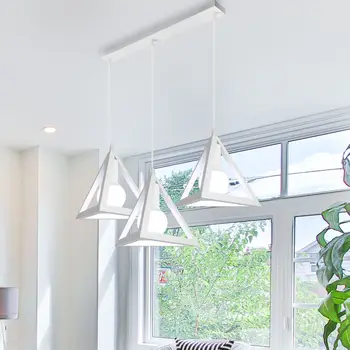 Moderná Severská LED Prívesok na Čítanie DIY E27 Trojuholník Závesné Osvetlenie, Osvetľovacie Zariadenie, Reštaurácia, Kuchyňa Island Bar Hotel Home decor