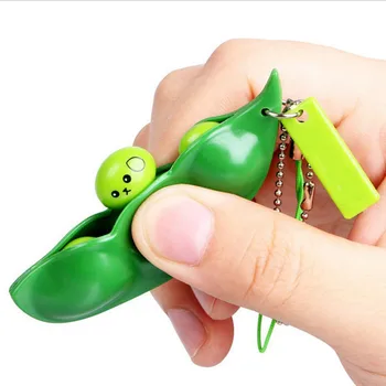 Rozmliaždeniu Squeeze Bean Fidget Hračky Nekonečné Edamame Squeeze Hrach Fazuľa Keychain Proti Stresu Dospelých Fidget Dekompresný Hračky