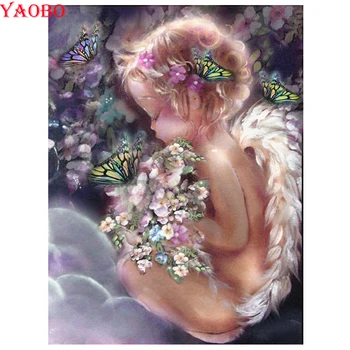 Plný diy diamond maľovanie baby angel motýľ Diamond výšivky diamond mozaiky, puzzle obrázok kamienkami 5d cross-stitch