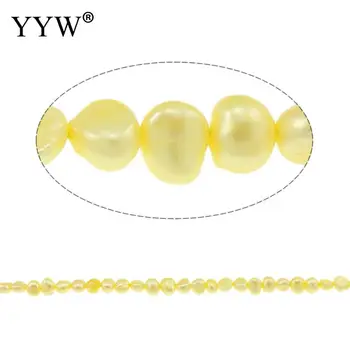 5-6 mm Žltá Umelé Barokový Sladkovodné Perly Korálky Šperky, Perly Pre Diy Handmade Náramky, Náhrdelník Otvor 0.8 mm 14.5 Palec