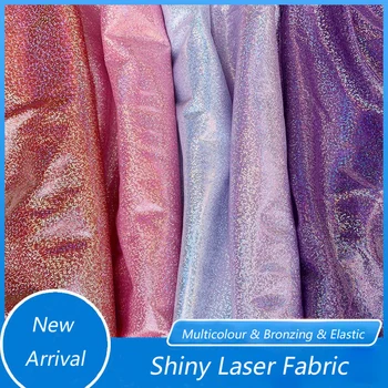 50cmX150cm Laser Tkaniny, Pružný Spandex Multicolour Samoopaľovacie Lesklá Tkanina Fáze Výkonu Kostým Odev Dekor Textílie
