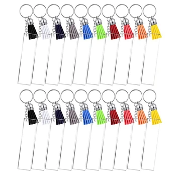 Akryl Keychains Prázdne Farebné Strapce Kovové Dekorácie Keyrings Akryl Transparentný Prázdne Nastaviť pre DIY Projekty X4YA
