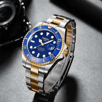 NIBOSI Módne Luxusné Muži Hodinky Mechanické Náramkové hodinky z Nerezovej Ocele Sledovať Top Značky Zafírové Sklo Muži Hodinky reloj hombre