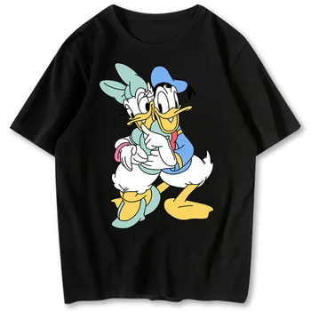 Disney Elegantný Módy Daisy Donald Duck Karikatúra Tlače Harajuku Ženy T-Shirt Čaj O-Krku Pulóver S Krátkym Rukávom Topy Femmes 12 Farieb
