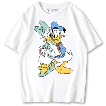 Disney Elegantný Módy Daisy Donald Duck Karikatúra Tlače Harajuku Ženy T-Shirt Čaj O-Krku Pulóver S Krátkym Rukávom Topy Femmes 12 Farieb