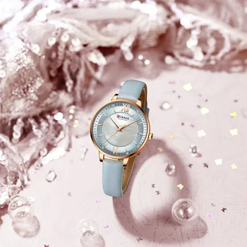 Nové CURREN Žena Sledujte najlepšie Luxusné Značky Elegantné Dámske náramkové hodinky Quartz s Koženým Remienkom Očarujúce Design Dievča Hodiny