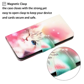 Roztomilé Mačka Totem Telefón Prípade Magnetické Flip Peňaženky, Kožené Kryt Etui pre Funda Samsung Galaxy A12 A02S A32 A42 A52 A72 Prípade, 5G