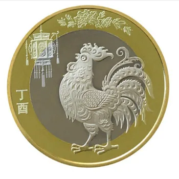 Ľudová Banka Číny 2017 Rok Kohúta Pamätné Mince Zodiac Chicken Mince 10 juanov menovitá hodnota