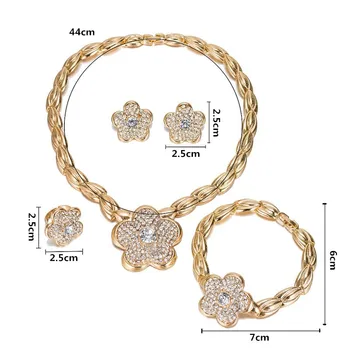Módne Šperky Sady Nigéria Dubaj Zlatá Farba Náhrdelníky Náušnice Sada pre Ženy Afrike Perličiek Svadobné Kvetinové Šperky Set Svadobné Dary