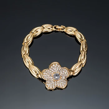 Módne Šperky Sady Nigéria Dubaj Zlatá Farba Náhrdelníky Náušnice Sada pre Ženy Afrike Perličiek Svadobné Kvetinové Šperky Set Svadobné Dary