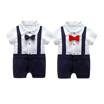 New Born Baby Chlapci Gentleman Remienky Lete Tenké Krátke Rukávy Oblečenia, Batoľa, Dieťa Motýlik Jumpsuit Dieťa Telo Lezenie Pyžamá