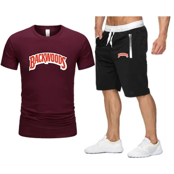 Značka Backwoods Mužov tričko Beach Šortky Sady 2021 Letné Športové Jogging Nohavice T-shirt streetwear Harajuku Topy Tričko