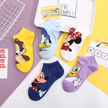 Disney Mickey Minnie ponožky mužov a žien loď ponožky ponožky letné tenké priedušná bavlnené ponožky cartoon bavlnené ponožky darček k narodeninám