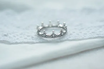 MYBEBOA Trendy 925 Sterling Silver Ring Daisy Kvet Šumivé Srdce Tiara Koruny Prstene pre Ženy Zapojenie Výročie Šperky