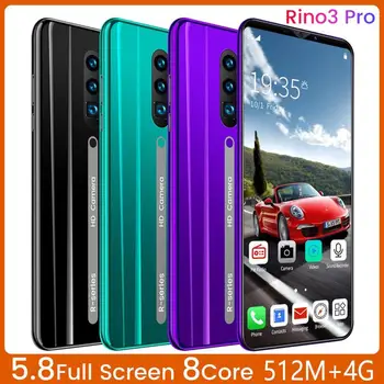 Rino3 Pro Lacné Android Mobilné Telefóny 512M+4GB Octa-Core Tvár ID Odomknúť MTK6763 Dual-SIM Dvojaký Pohotovostnom režime Vybavený Smartphone