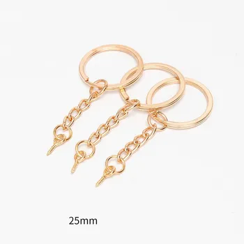 10pcs/veľa Rose gold 25 mm 30 mm kľúčenky s Lobster Spona Split Keyrings na Tašky DIY Šperky Čo Zistenia