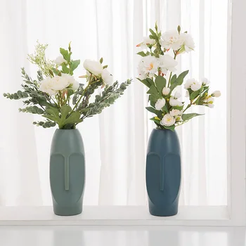 Plastové Vázy, Dekorácie Tela, Tváre Umenie Imitácia Keramické Moderný Minimalistický Abstraktný Štýl Kvetináče Kôš Pre Home Decor