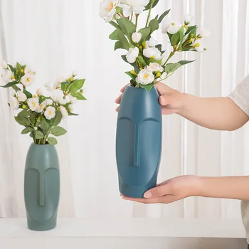 Plastové Vázy, Dekorácie Tela, Tváre Umenie Imitácia Keramické Moderný Minimalistický Abstraktný Štýl Kvetináče Kôš Pre Home Decor