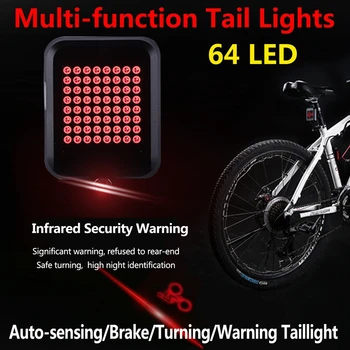 USB Nabíjateľné Bicykel zadné Svetlo,80 Lumenov 64 LED Svetlo Korálky Požičovňa Zase Signálne Svetlá s Intelligent Sensor Brzdy Otočte Prihlásiť