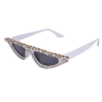 Luxury Diamond Ženy, slnečné Okuliare, Čierny Rám Cat Eye Slnečné Okuliare UV400 Bling Bling Okuliare