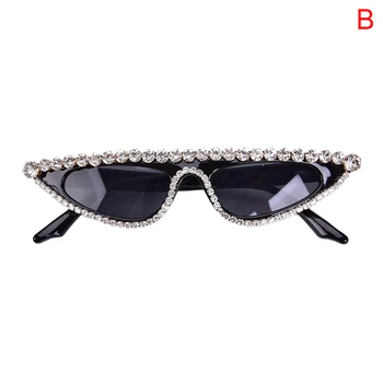 Luxury Diamond Ženy, slnečné Okuliare, Čierny Rám Cat Eye Slnečné Okuliare UV400 Bling Bling Okuliare