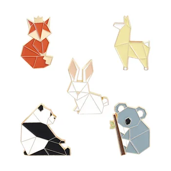 Kreatívne Origami Odznak Cartoon Kovové Smalt Pin Králik Panda Fox Brošňa Batoh Oblečenie Klopě Pin Šperky, Darček pre Priateľov